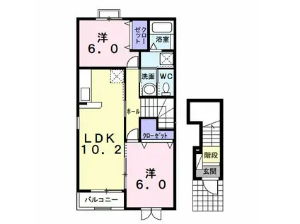 SUNNY(2LDK/2階)の間取り写真