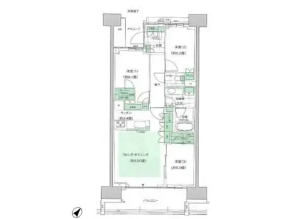 HARUMI FLAG PARKVILLAGE F棟(3LDK/8階)の間取り写真