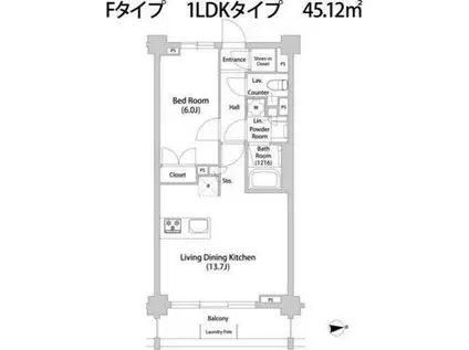 TELLUS八幡山ーテルス八幡山ー(1LDK/1階)の間取り写真