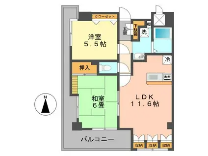 ユーザンコート(2LDK/2階)の間取り写真