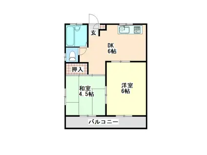 トパーズ東谷山(2DK/1階)の間取り写真