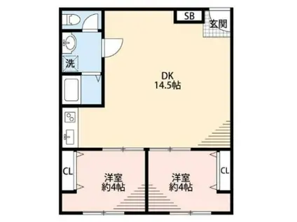 長者町ビジネスマンション(2LDK/1階)の間取り写真