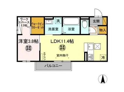DーROOM御茶園(1LDK/1階)の間取り写真
