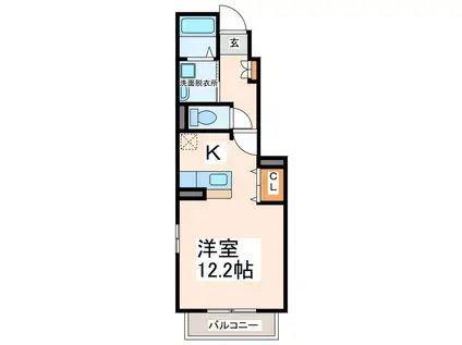 パインヒルズ(1K/1階)の間取り写真