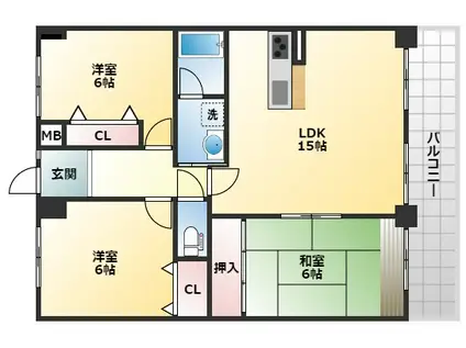 ロイヤルコーポ明石硯町(3LDK/2階)の間取り写真