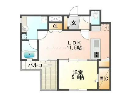 ウィステリア明石II(1LDK/3階)の間取り写真