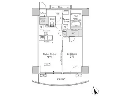 パークフラッツ芝浦(1LDK/5階)の間取り写真