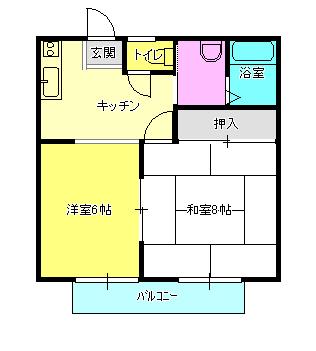 シェルハウス(2DK/1階)の間取り写真