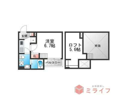 エルサチ(1K/1階)の間取り写真