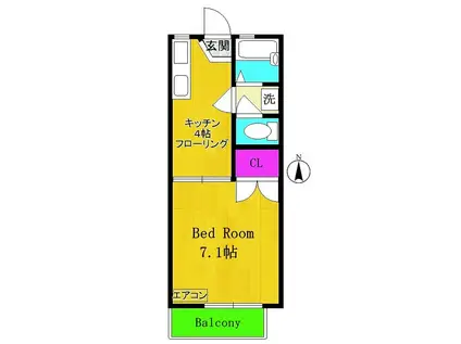 ジャンポールA棟(1K/1階)の間取り写真