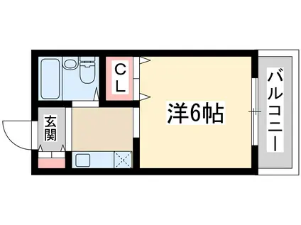 バウハウス(1K/4階)の間取り写真