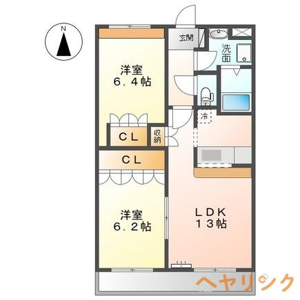 グレイスヴィラ(2LDK/2階)の間取り写真