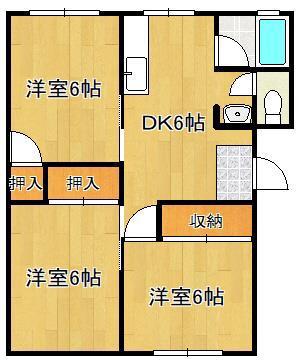 本梅ビル(3DK/3階)の間取り写真