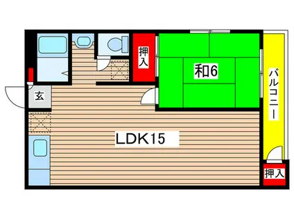 小川マンション(1LDK/3階)の間取り写真