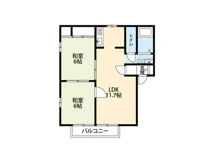 アイビーセフィラ三田壱番館(2LDK/2階)の間取り写真