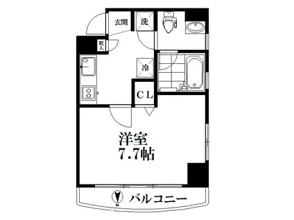 都営新宿線 菊川駅(東京) 徒歩4分 7階建 築17年(1K/4階)の間取り写真