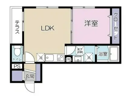 RAMIUJ(1LDK/1階)の間取り写真