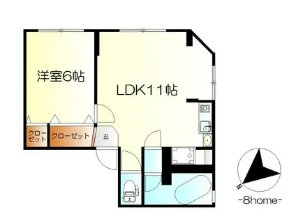 エスポワール和庄(1LDK/2階)の間取り写真
