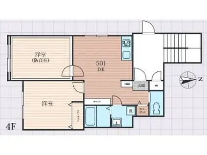 ラシクラス西大井(2DK/4階)の間取り写真