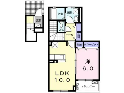 グランディール(1LDK/2階)の間取り写真
