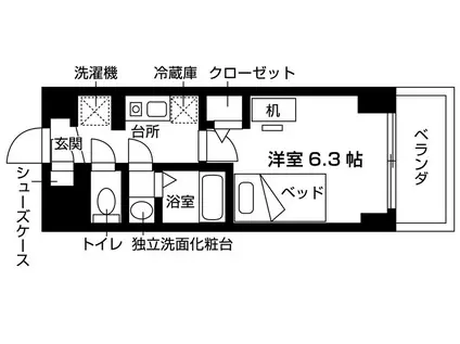 エスリードカレッジゲート南草津(1K/9階)の間取り写真