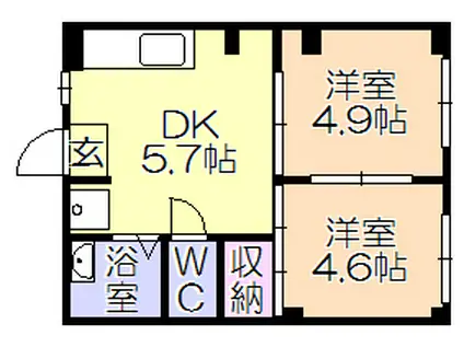 みいグリーンハイツ(2DK/1階)の間取り写真