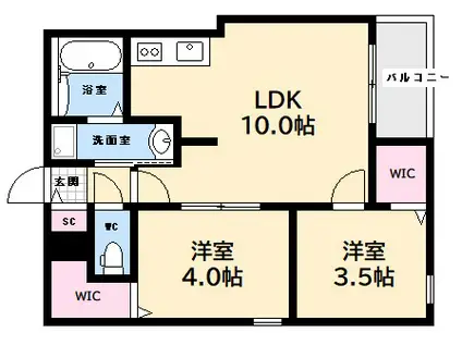 REGALEST-F 井口2(2LDK/2階)の間取り写真