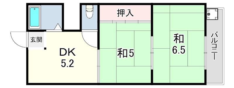 ハイツ丸岡(2DK/2階)の間取り写真