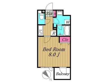 ジェノヴィア三軒茶屋グリーンヴェール(1K/1階)の間取り写真