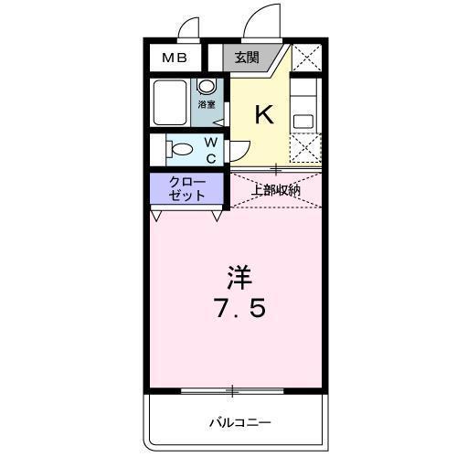 ウェルス三ヶ田(1K/1階)の間取り写真