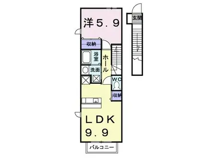 シーメンズ(1LDK/2階)の間取り写真