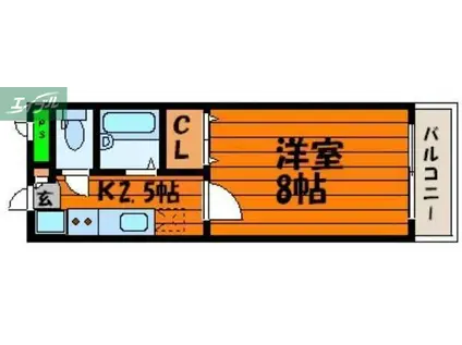 グランベルデ大和町(1K/2階)の間取り写真