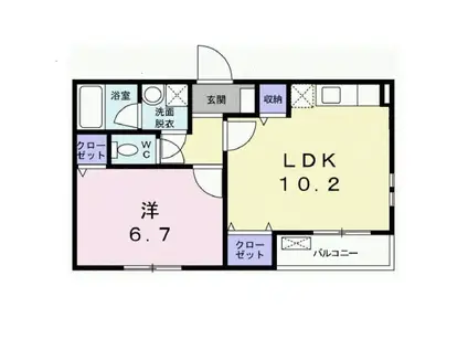 ミニョン・コリーヌ(1LDK/2階)の間取り写真