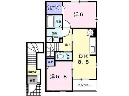 ALIVE IT 刻 II(2DK/2階)の間取り写真