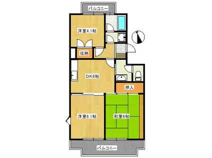 椿峰ロイヤルガーデン(3DK/1階)の間取り写真
