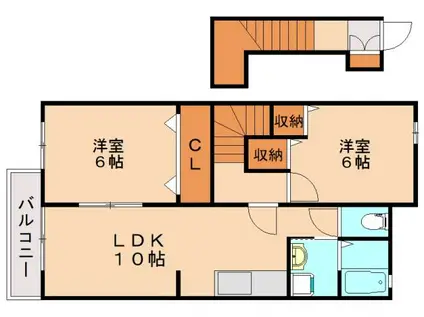 プラシードII(2LDK/2階)の間取り写真