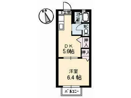 第二グリーンコーポN A棟(1DK/2階)の間取り写真
