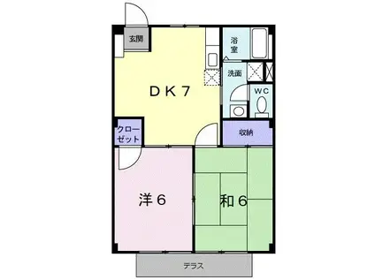 ハイツノア(2DK/1階)の間取り写真