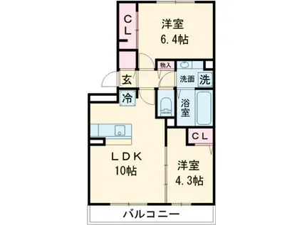 D-ROOM八景水谷(2LDK/2階)の間取り写真