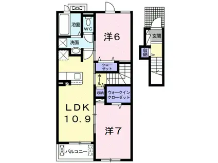 セラピアI(2LDK/2階)の間取り写真