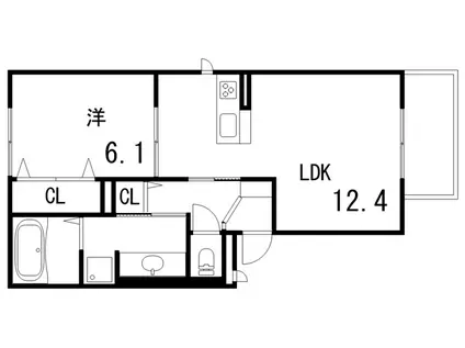 クレール天城(1LDK/2階)の間取り写真