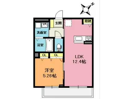 アクアフォッサ(1LDK/2階)の間取り写真