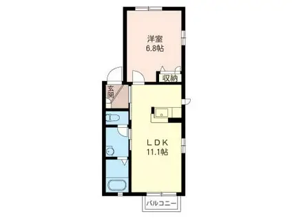 オレンジガーデンA(1LDK/1階)の間取り写真