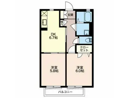 アトリオC棟(2DK/2階)の間取り写真