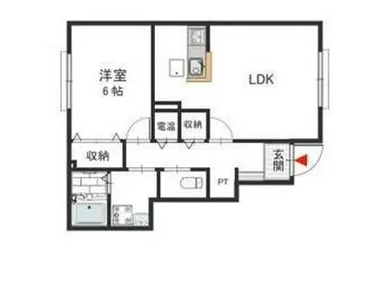 WISTERIA A棟(1LDK/1階)の間取り写真