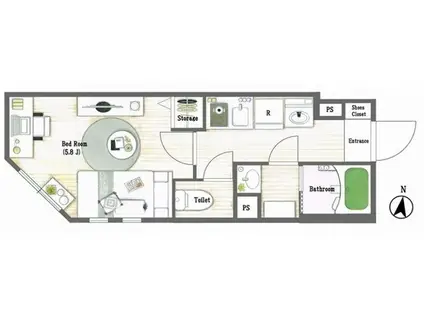 タスキスマート新宿(1K/4階)の間取り写真