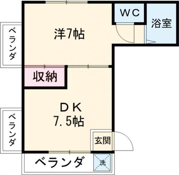 高橋ビル(1DK/2階)の間取り写真