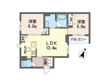モンサンク(2LDK/1階)の間取り写真