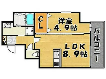 ウインステージ箱崎II(1LDK/11階)の間取り写真