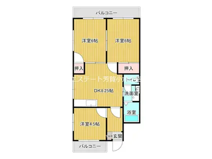 MUU.城野駅前(3DK/3階)の間取り写真